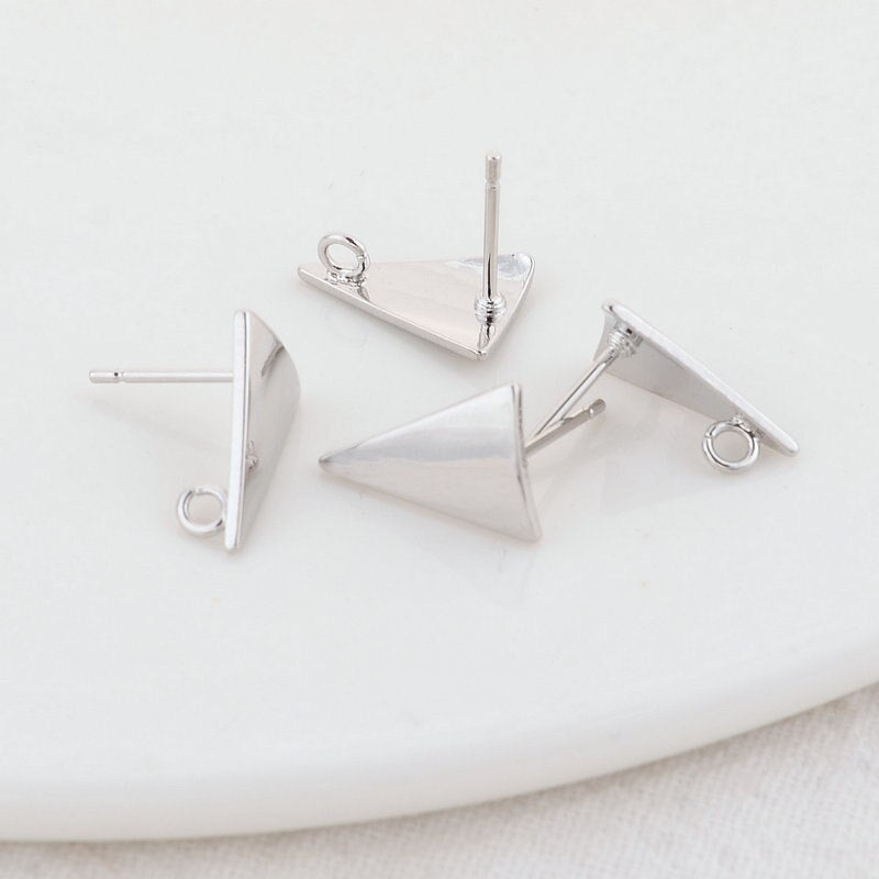 Triangle Stud Earrings Findings Connector With Loop 14K Gold Plated/Platinum  11*8mm ( 4,6 pcs)
