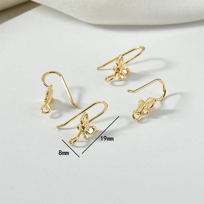 Butterfly Hooks Earrings Ear Wire Fish Hooks 14K Gold Plated Earrings Findings (6pcs) - Magic Jewellers