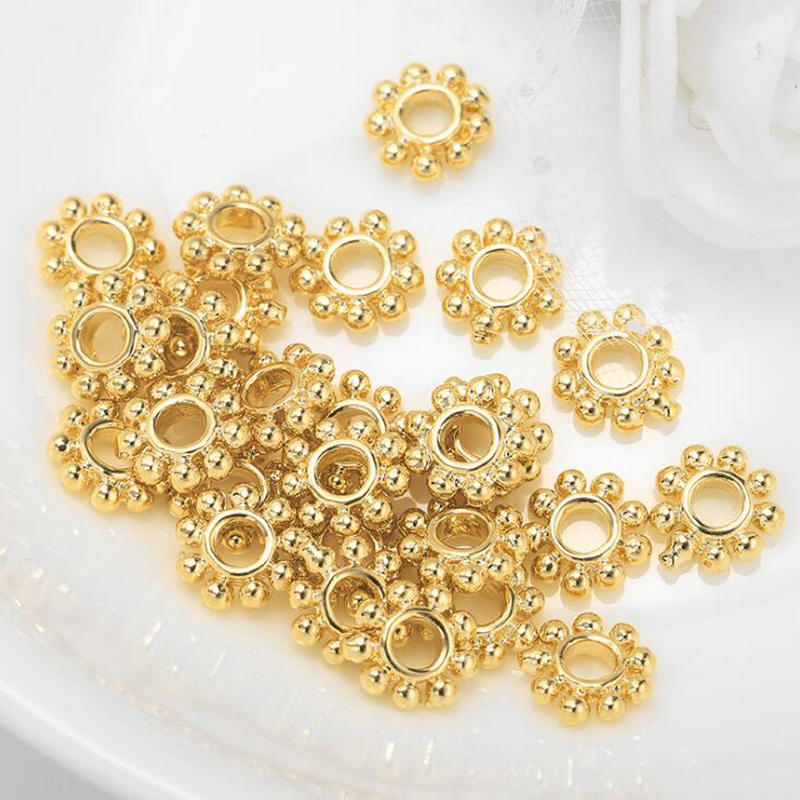Daisy Spacer Beads 14K Gold Plated 4MM 5MM 6MM 14K