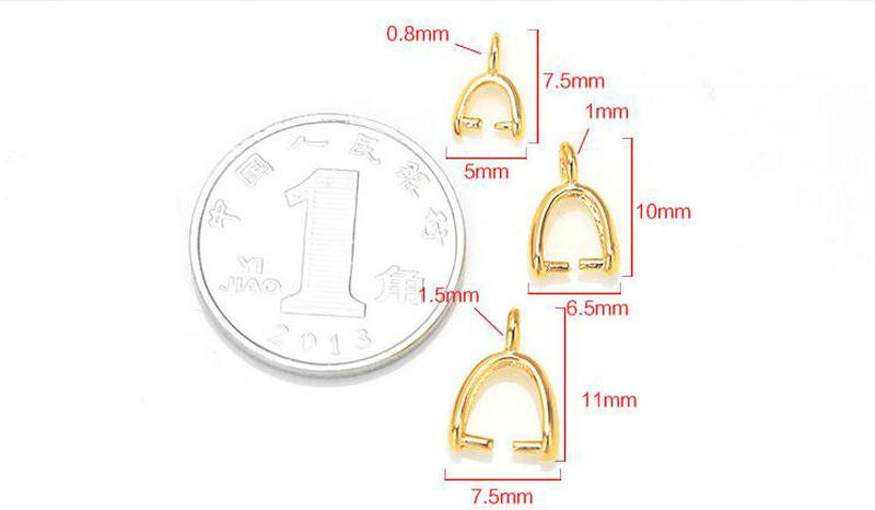 Pinch Bail Connector 14K Gold Plated 5mm, 6.5mm, 7.5mm (10pcs)
