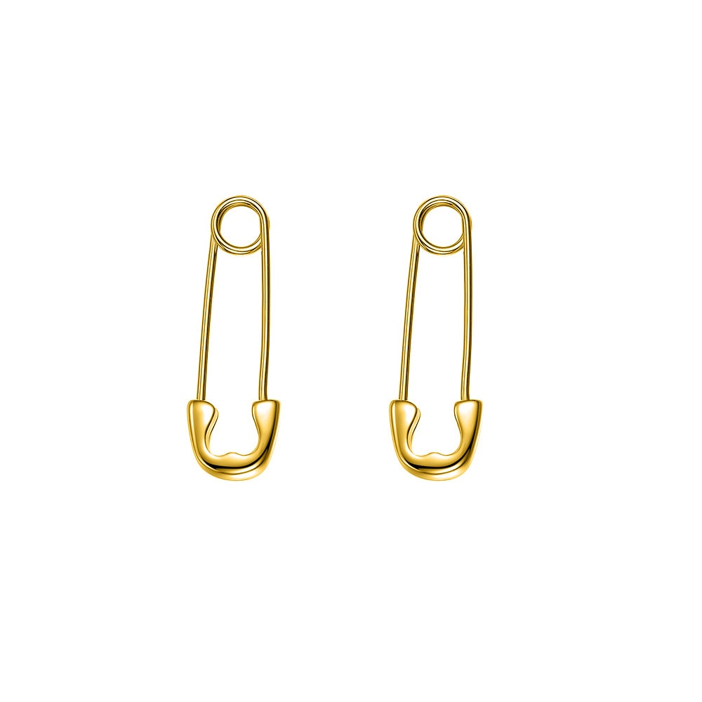 Pin Shape Paper Clip Drop Earrings 925 Sterling Silver +Gold +Gunmetal Black Color