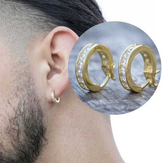 Hoop Earrings Huggies Shiny Crystal Ear Stud Men/Woman Unisex- Magic Jewellers 