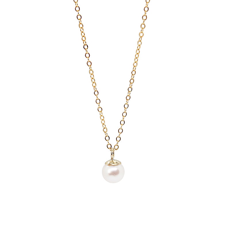 Pearl Drop Chain Necklace 925 Sterling Silver 14k Gold Plated- Magic Jewellers 