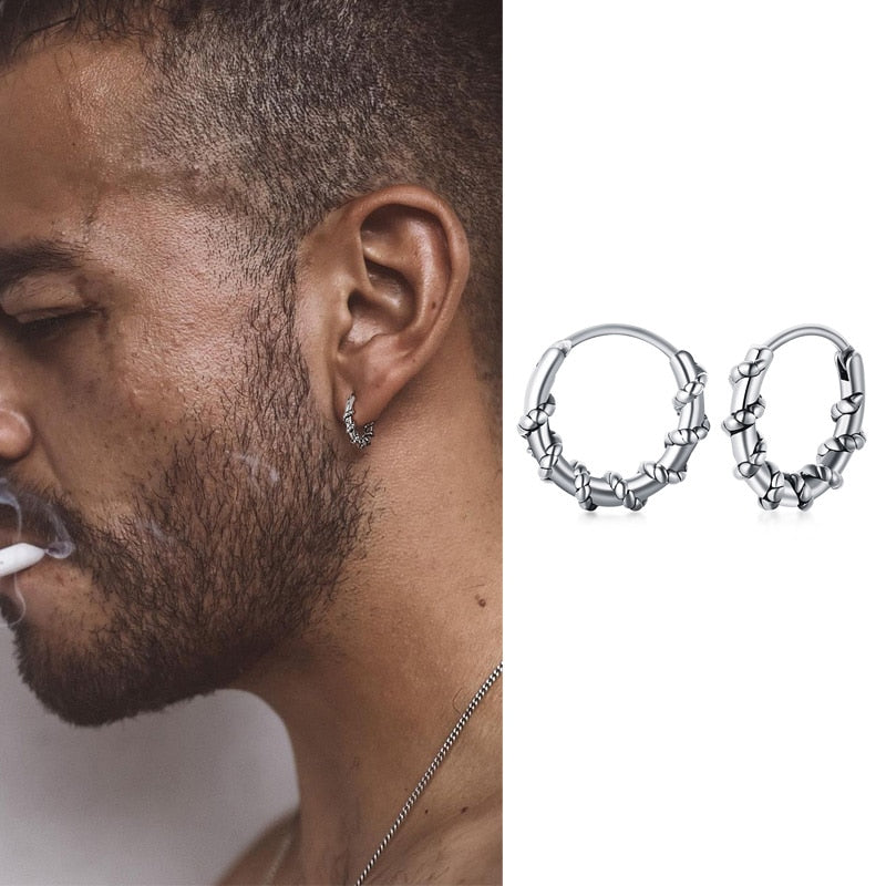 Hoop Earrings Men Huggie Earrings Stainless Steel  14.5mm , W-3mm