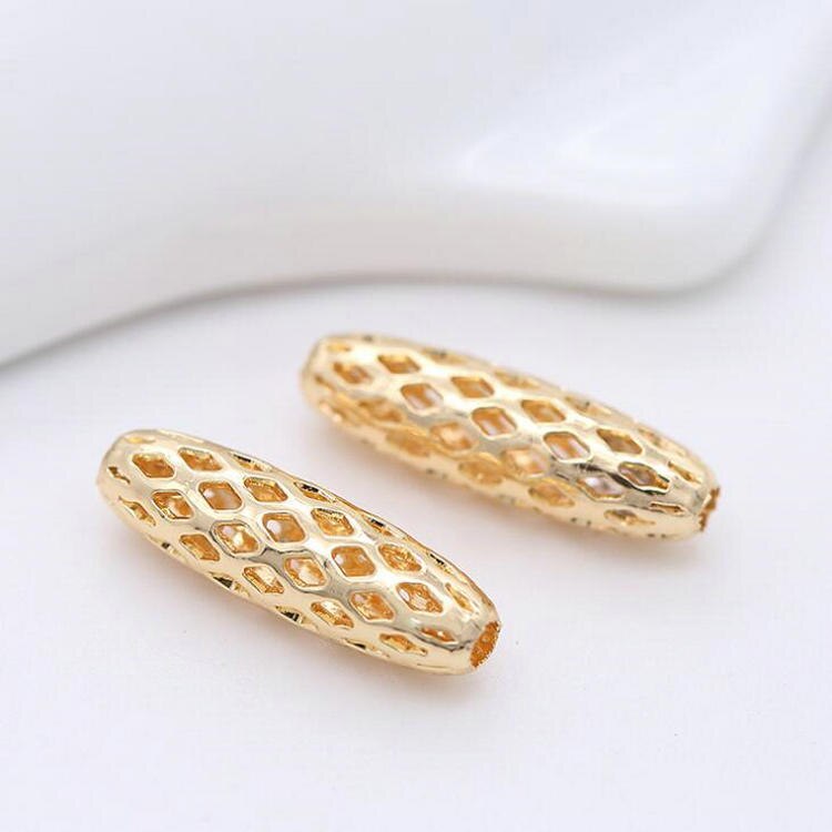 Oval Bead Spacer 14K Gold Plated 15mm  (10pcs, 20pcs)