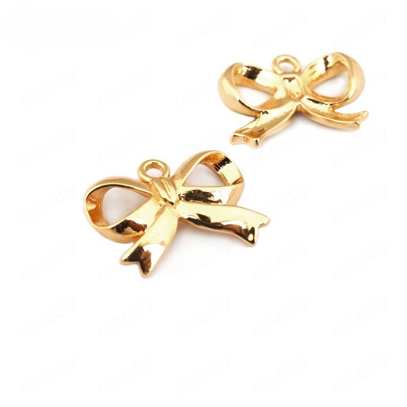 Bow knot Connectors Charms Link Findings 17*13mm 24k Gold Plated (10pcs)
