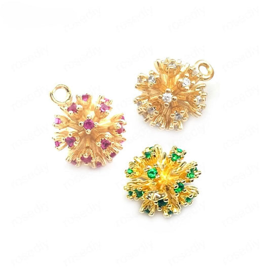 Flower Ball Charms Pendants Links Connector Findings 11mm  (6pcs)