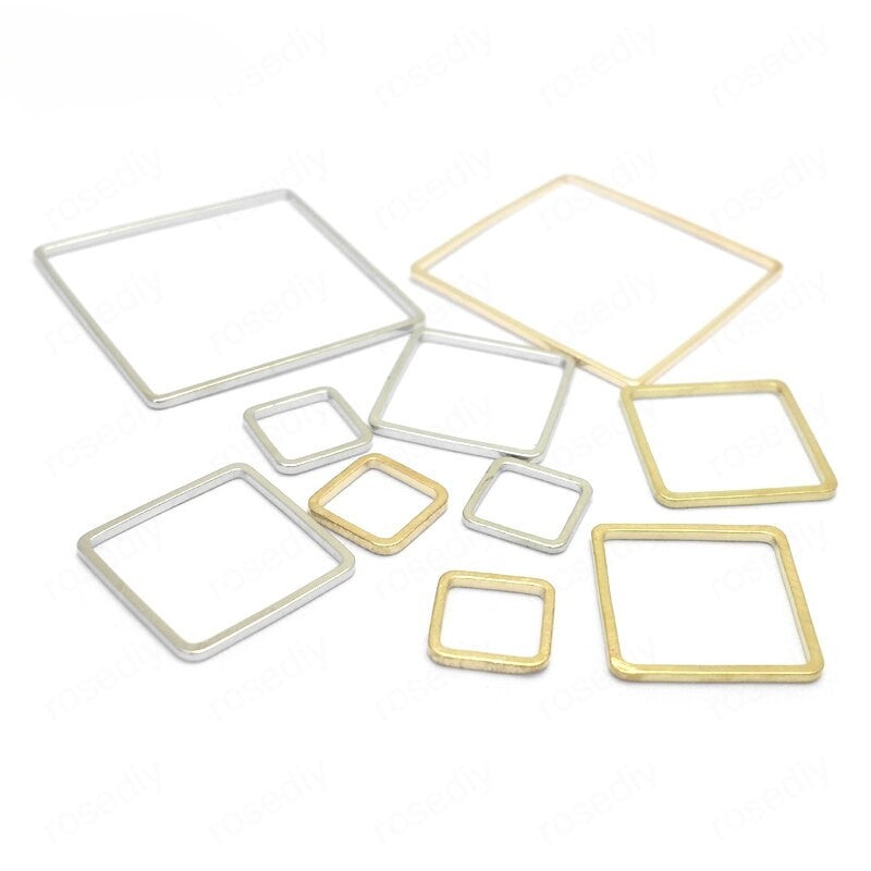 Closed Rings Connector Rings Square Shape Connector Findings Gold/Rhodium Color (20pcs)