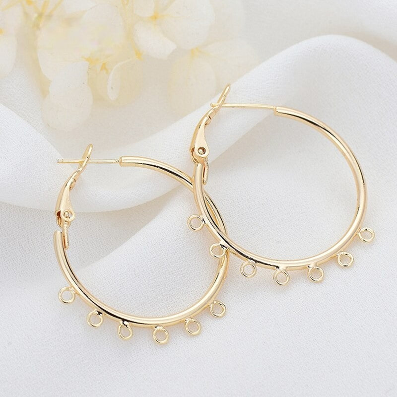 Leverback Hoop With Loops Earring Findings 14k Gold Plated 925 Silver Needle  (1pair, 2pairs)