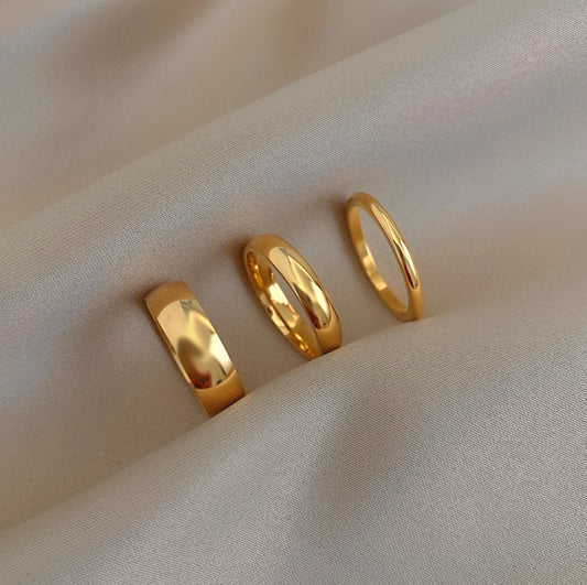 Plain Wedding Band Rings, Gold Band Rings Stainless Steel 18K Gold Plated 2mm 4mm mm - Magic Jewellers
