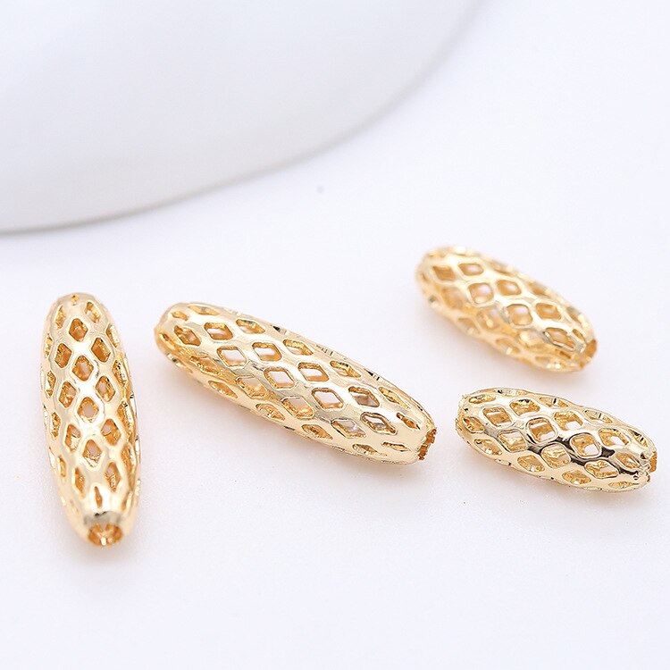 Oval Bead Spacer 14K Gold Plated 15mm  (10pcs, 20pcs)