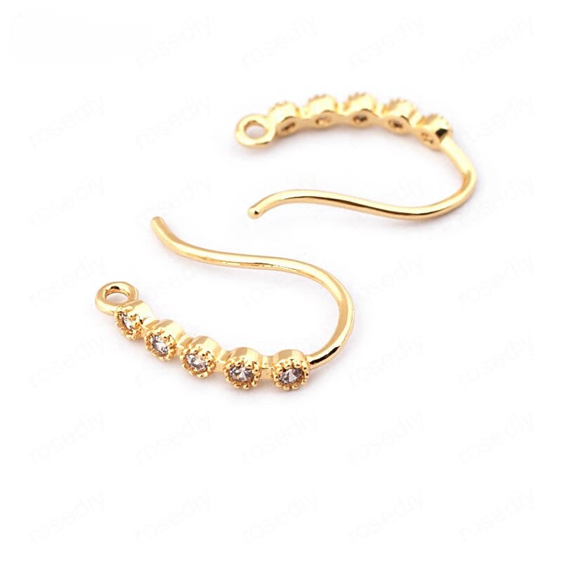Hooks Earrings Findings Connectors Ear Wire Earrings 24k Gold Plated (6pcs)