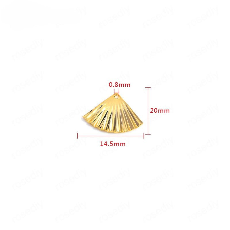 Fan Charms Links Findings Connectors 24K Gold Plated 14.5*20mm (10pcs)