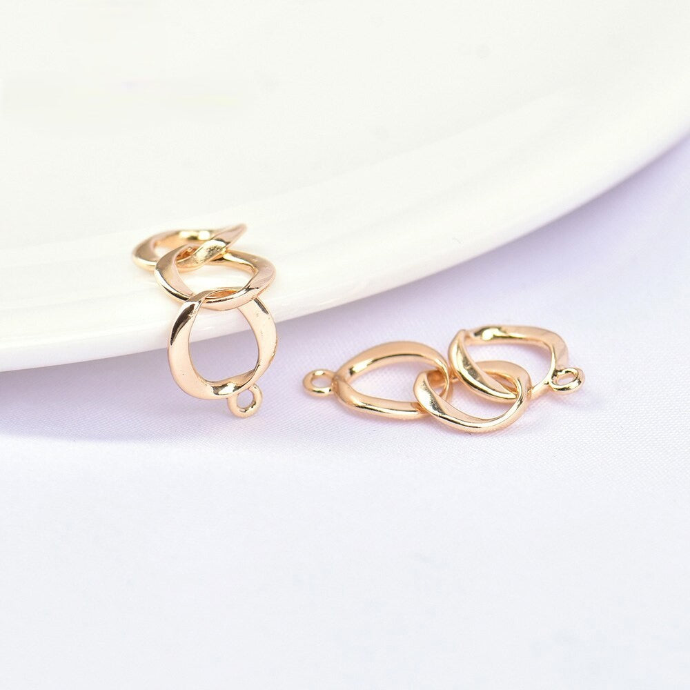 Interlock Rings Link Connector Earrings Findings 24k Gold Plated 7x24MM  (10pcs)