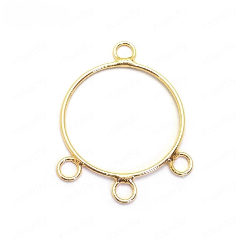Chandelier Round Earrings Link Connector 24K Gold Plated Earrings Findings (10 pcs)