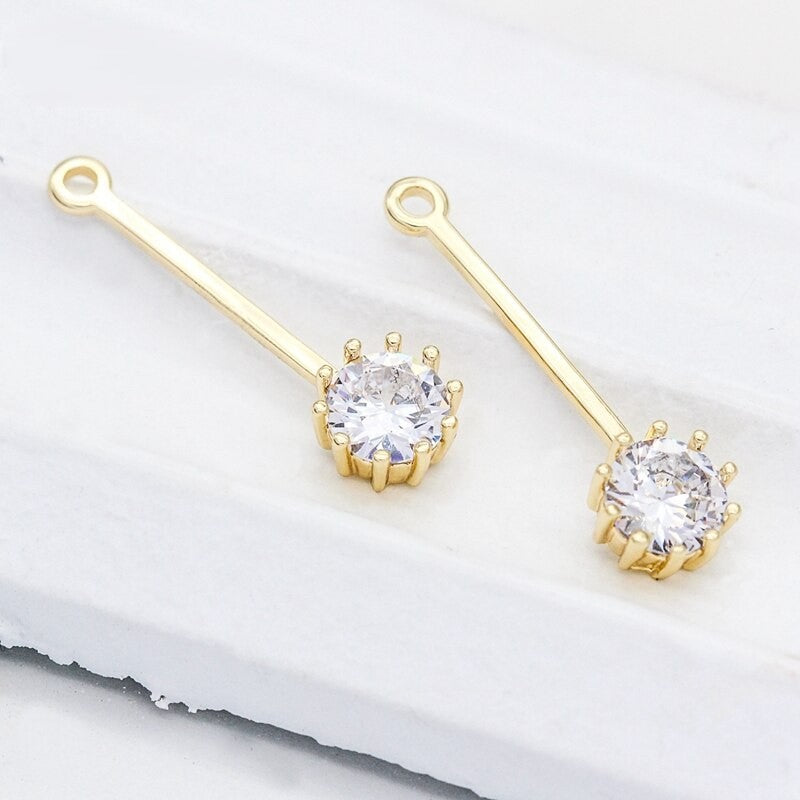 Teardrop Pendant Charm Connector With AAA Zircon 14K Gold Plated ( 2,4,6 pcs)