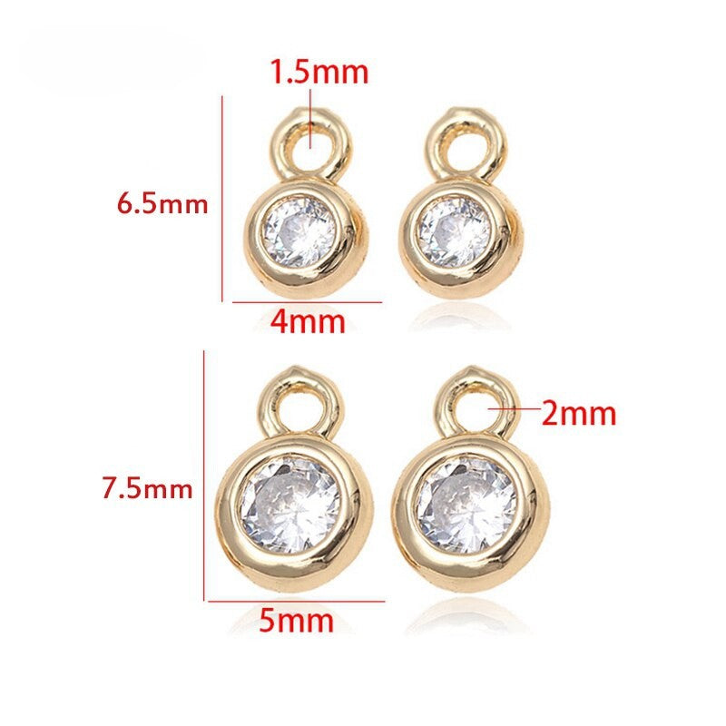 Zircon Charms Pendant For Extender Tail Chain End Beads Earrings Findings  4mm/5mm  (4pcs)