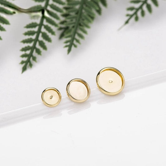 Cabochon Base Earring Blank/Base Post Earring Settings Finding 14k Gold Plated 6mm 8mm 10mm 12mm Media 1 of 4
