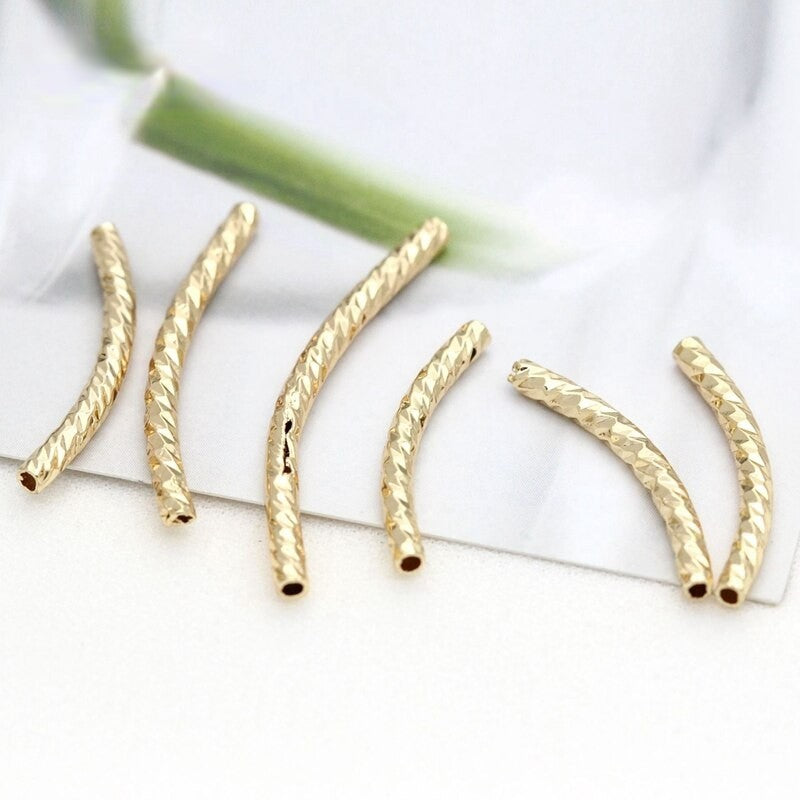 Curve Tube Spacer Beads 14k Gold Plated  (20pcs )