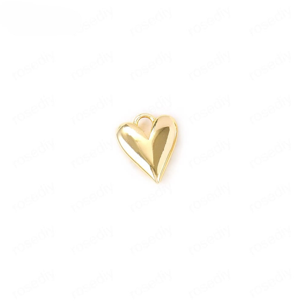Heart Shape Charms Pendants Connector Findings 24K Gold Plated 11x14MM  (6pcs)