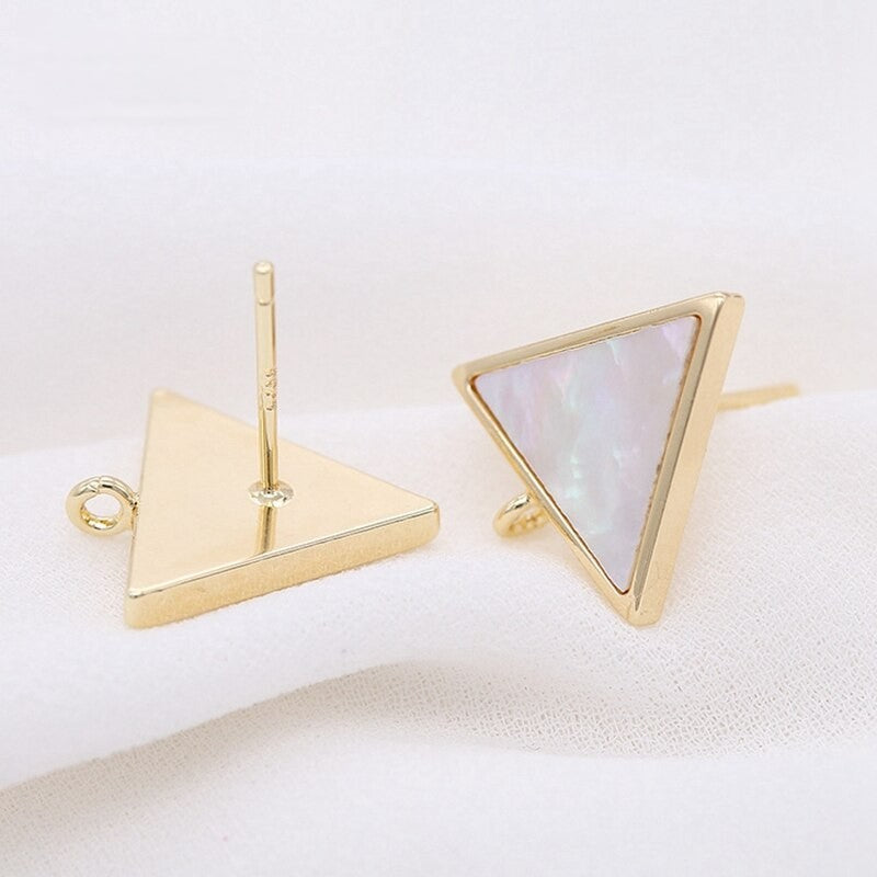 Mother of Pearl Stud Post Earrings Findings 14K Gold Plated Sterling Silver Needle ( 1pair, 2 pairs )