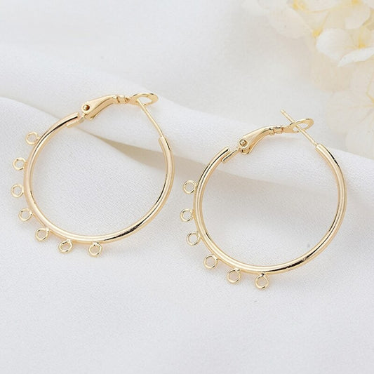 Leverback Hoop With Loops Earring Findings 14k Gold Plated 925 Silver Needle  (1pair, 2pairs)