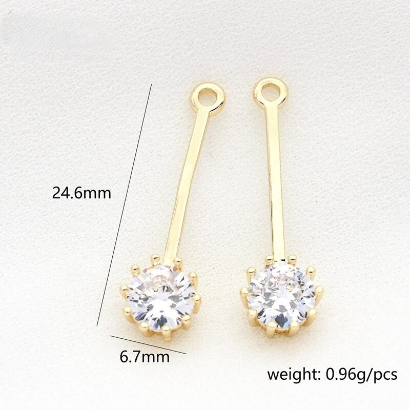 Teardrop Pendant Charm Connector With AAA Zircon 14K Gold Plated ( 2,4,6 pcs)
