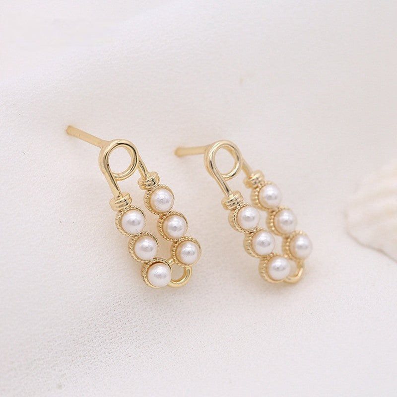 Pearl Drop Hook Earrings Findings 14K Gold Plated 925 Silver Needle ( 2 choices )