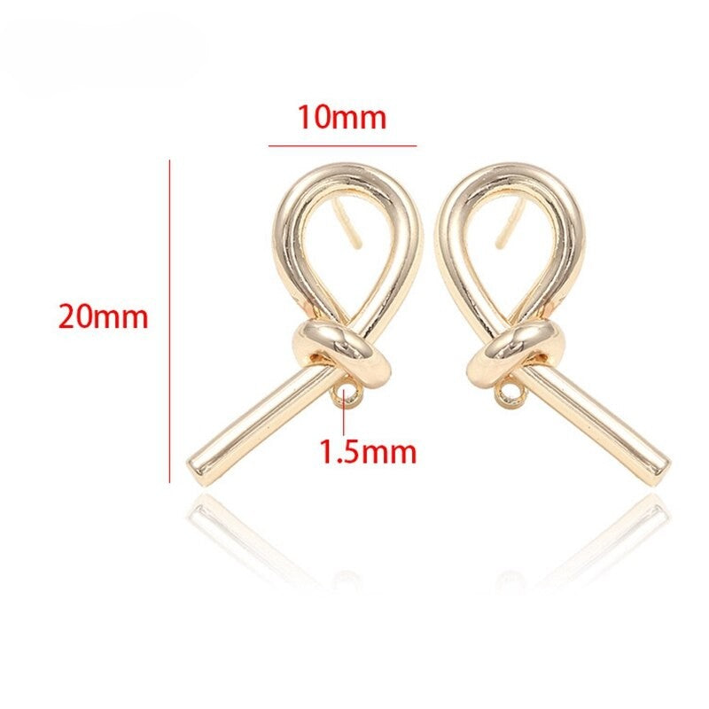 Twisted Knot Post Earrings Findings 14K Gold Plated 925 Silver Needle (1 pairs , 2 pairs)
