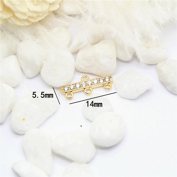 Vertical Bar Pendant Connector Charm 5 Holes With AAA Cubic Zirconia 14mm, 20mm  (2pcs, 4pcs)