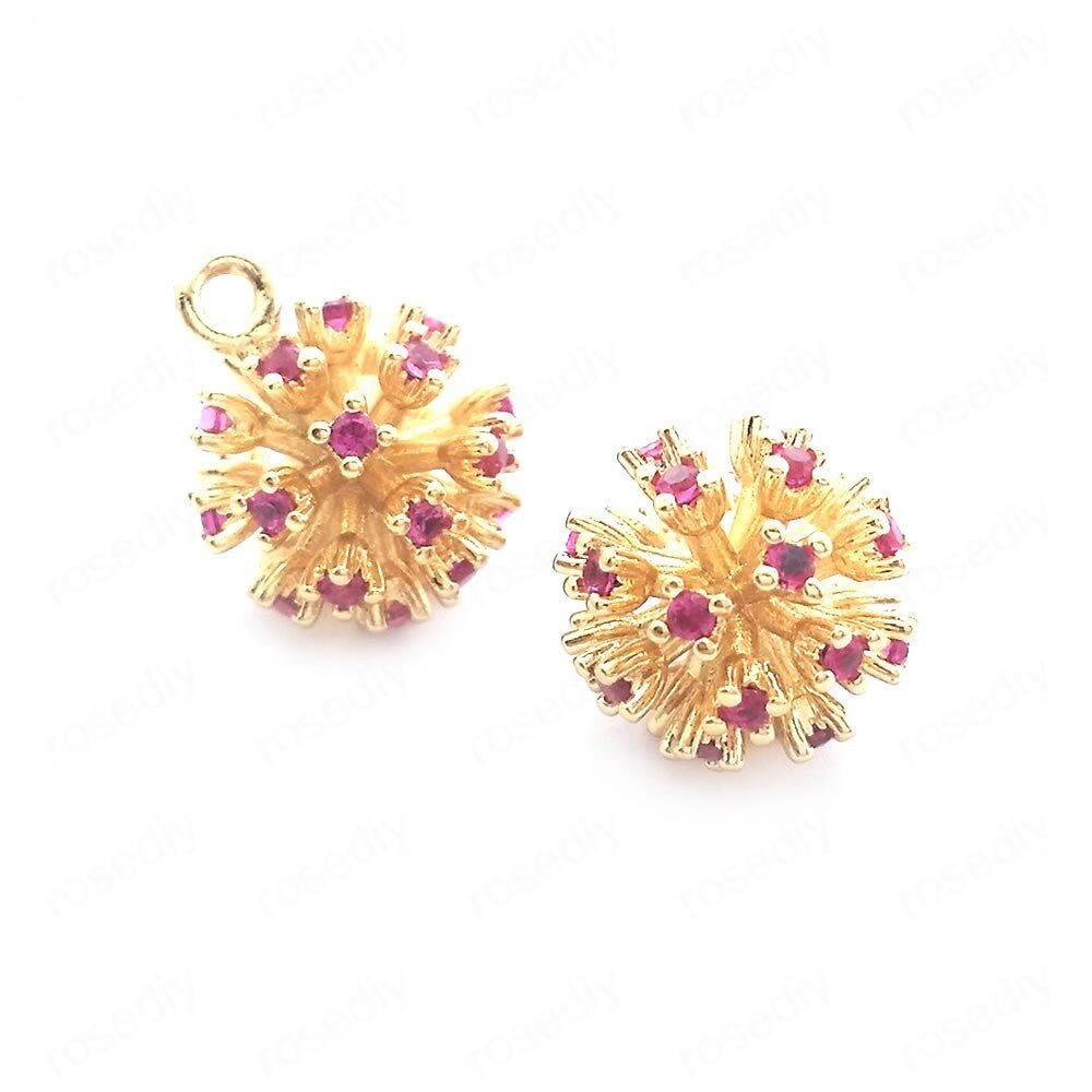 Flower Ball Charms Pendants Links Connector Findings 11mm  (6pcs)
