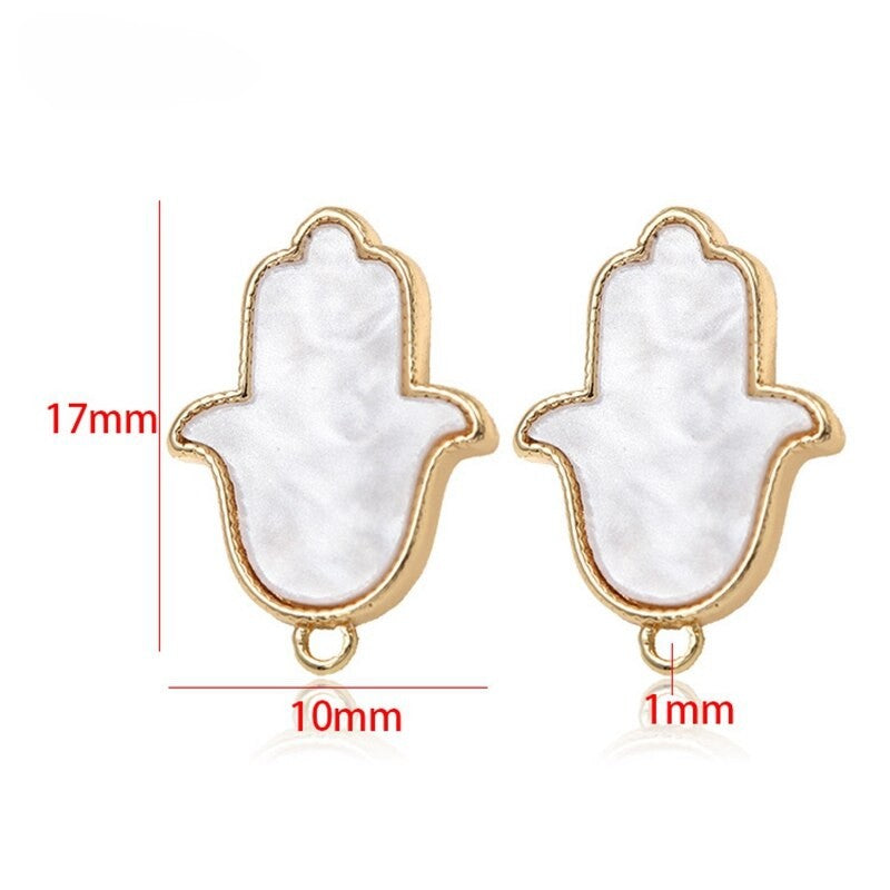 Hamsa Hand Stud Post Earrings Findings 14K Gold Plated 925 Silver Needle (1-3 Pairs)