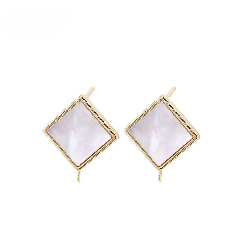 Mother of Pearl Stud Post Earrings Findings 14K Gold Plated Sterling Silver Needle ( 1pair, 2 pairs )
