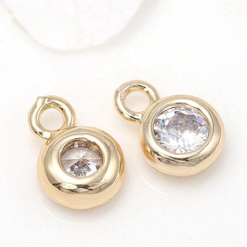 Zircon Charms Pendant For Extender Tail Chain End Beads Earrings Findings  4mm/5mm  (4pcs)