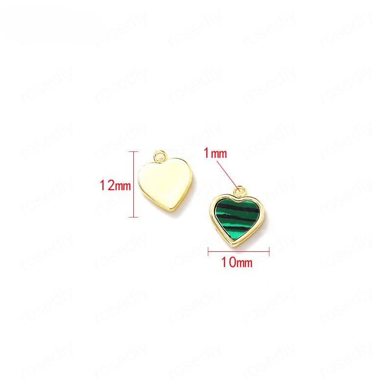 Heart Charms Findings Connectors Components 24K Gold Plated 10*12mm (4pcs)