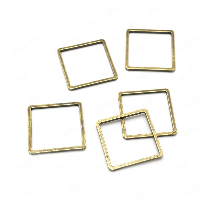 Closed Rings Connector Rings Square Shape Connector Findings Gold/Rhodium Color (20pcs)
