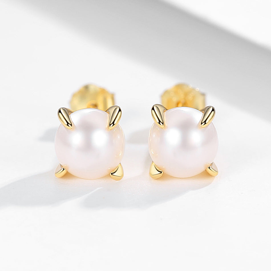 Freshwater Pearl Stud Earrings Sterling Silver 18K Gold Plated - Magic Jewellers