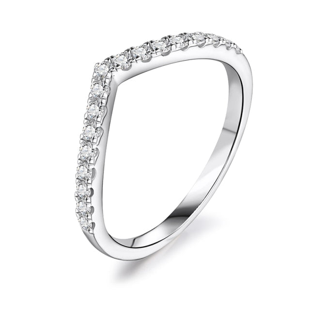 Chevron Band Ring Sterling Silver 18K Moissanite Diamond Affordable jewelry magic jewellers