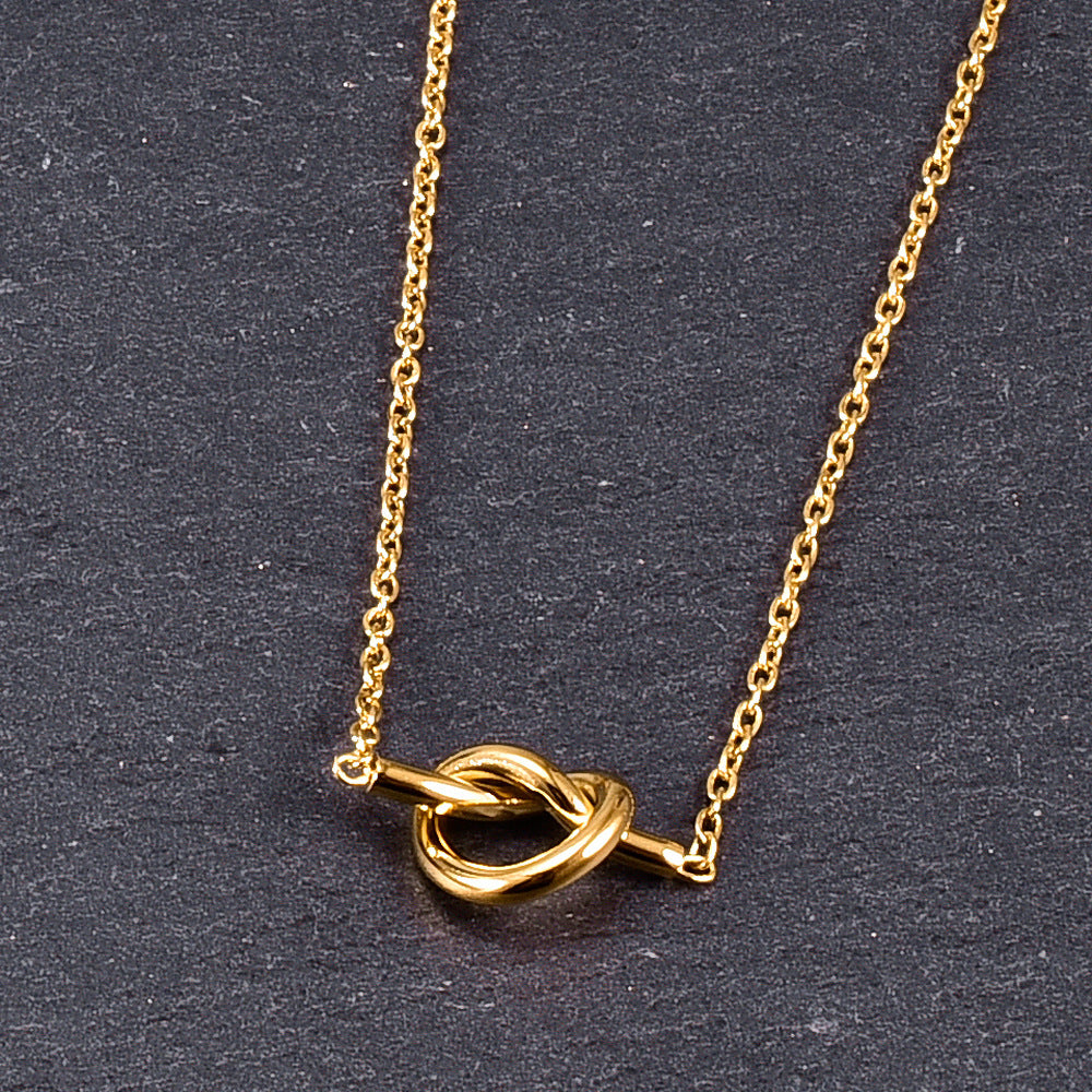 Love Knot Pendant Necklace Stainless Steel Heart 18k Gold Plated- Magic Jewellers