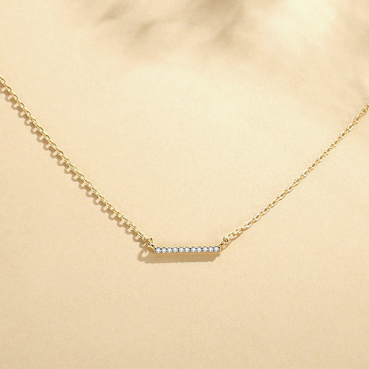 Layered Bar Pendant Necklace With AAA Zirconia Sterling Silver Gold Plated - Magic Jewellers