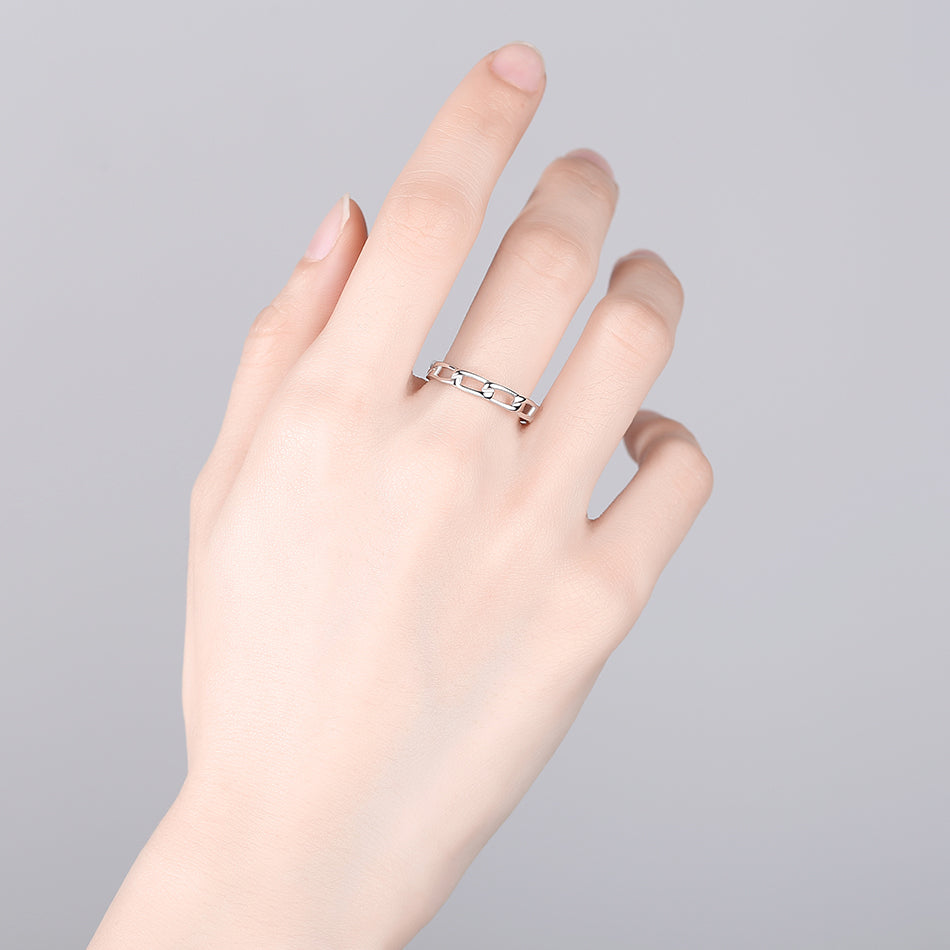 Chunky Chain Ring Sterling Silver Gold Plated - Magic Jewellers