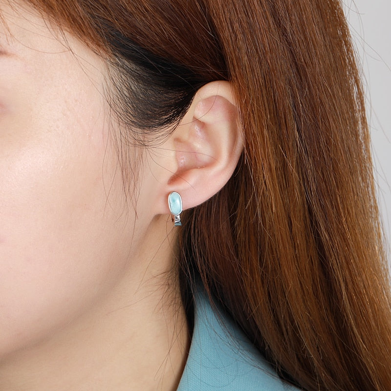 Classic Natural Precious Larimar Earrings 925 Sterling Silver , affordable larimar earrings jewelry at magic jewellers