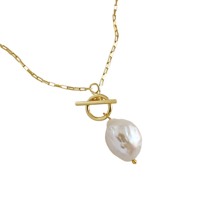 Baroque Freshwater Pearl Pendant Necklace Sterling Silver 18k Gold Plated 45cm , 50cm - Magic Jewellers
