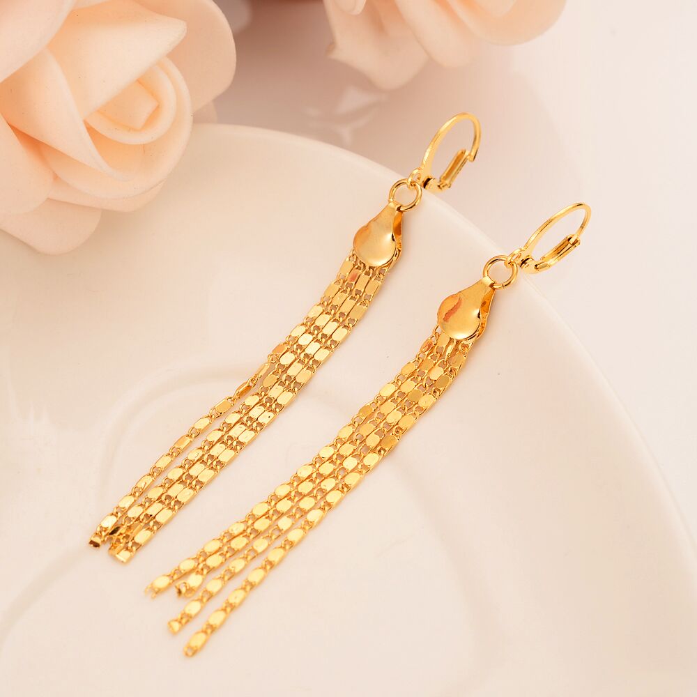 Long Tassel Chain Earrings 24k Gold Plated Magic Jewellers