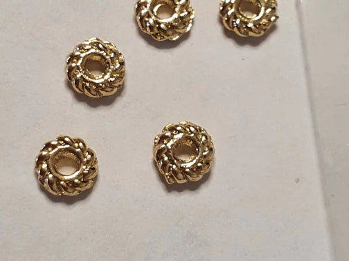 Flat Round Spacer Bead 14K Gold Plated 4mm, 5mm (20pcs)