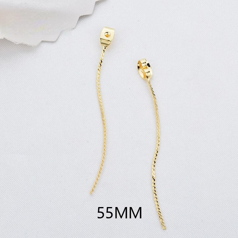 Tassel Earring Back Stopper Findings 24K Gold Plated 55mm (10pcs)