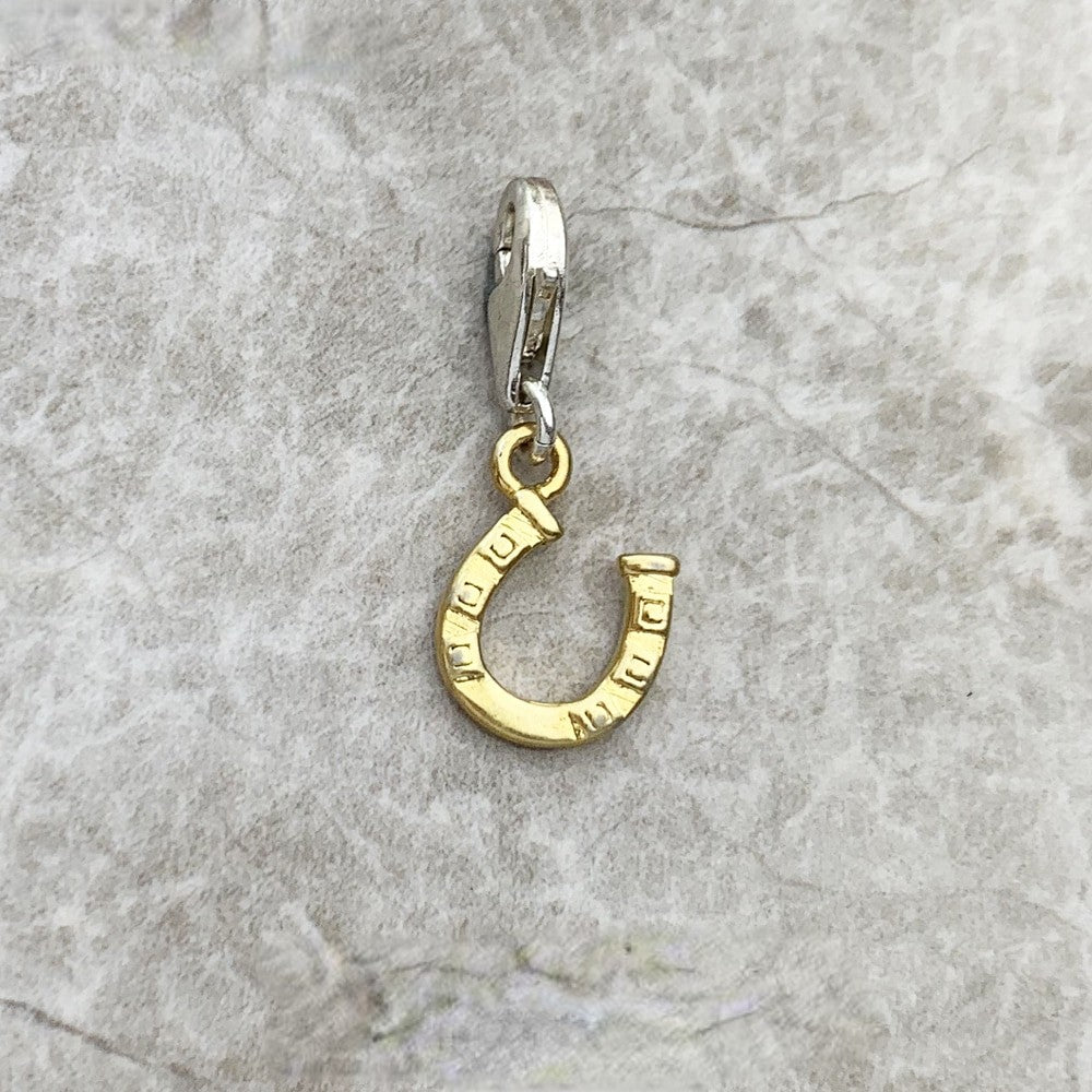 Horseshoe Charm Pendant 925 Sterling Silver Gold Plated