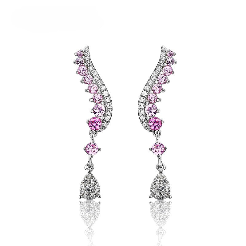 Lab Created Blue/Pink Sapphire Earrings 925 Sterling Silver 0.1 Carats