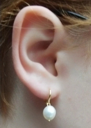 Natural Freshwater Baroque Pearl Drop Hoop Earrings Sterling Silver